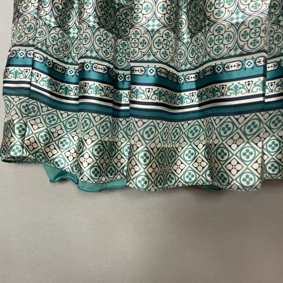 Max Studio Dress Smocked Top Striped Lined Green Teal‎ Size Medium Shirred Lined - Picture 9 of 15